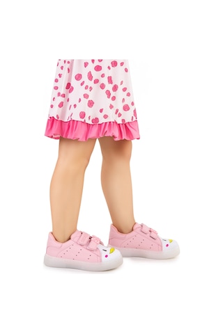 Kiko Kids Bart Cırtlı Işıklı Kız Çocuk Spor Ayakkabı Pembe