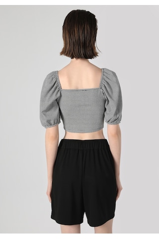 Colins Slim Fit Kare Yaka Kadın Siyah Kısa Kol Tişört Cl1063345 Q1.v1 Blk SIYAH