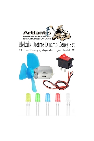 Dinamo Deney Seti 1 Paket Rüzgar Enerjisinden Elektrik Üretme Deney Seti Dinamo Açma Kapama Anahtarı Mantar Led Ampul