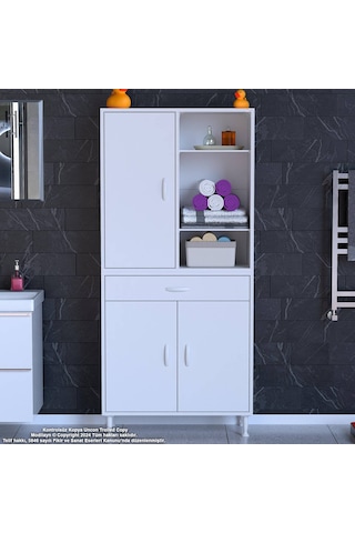Eliusta Rivo 4 Raflı Banyo/mutfak Dolabı 70 Cm Beyaz Renkli Çok Amaçlı Dolap 70x173x32,5 Cm Ebatlarında Beyaz