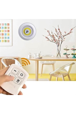 Büro Ev Ofis Yazlık İçin 3parça Pilli Kablosuz Uzaktan Kumanda Yapışor Led Spot Lamba Seti