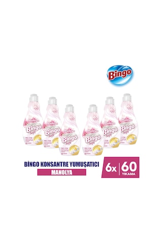 Bingo Soft Konsantre Çamaşır Yumuşatıcısı Manolya 6 x 1440 ML