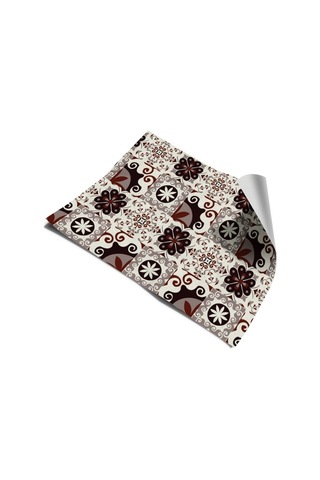 Mutfak Tezgah Arası Folyo Kaplama Bordo-krem Kendinden Yapışkanlı 60cmx100cm