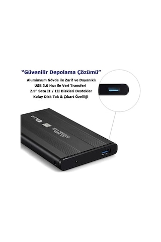 2.5 Inç Usb 3.0 Sata Harddisk Hdd Kutusu 5 Gbps + Kılıf - Siyah