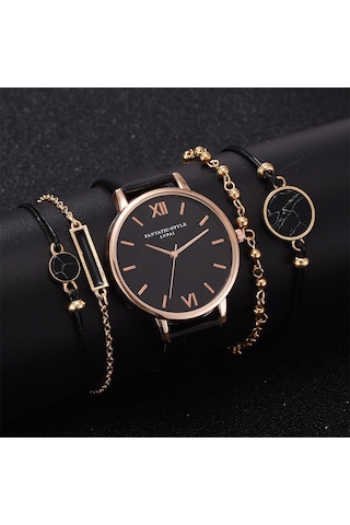 Xindoker Kadınlar İçin Siyah Klasik Kol Saati + Bilezik Seti - Modern Tasarım, Dayanıklı Pu Kayış, Kol Saati Takımı Diğer