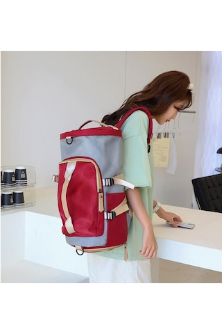 Siyah Seyahat Çantası Büyük Kapasiteli Çok Fonksiyonlu Taşınabilir Sırt Çantası Yuvarlak Kova Tek Omuz Sırt Çantası Eğitim Ve Spor Çantası