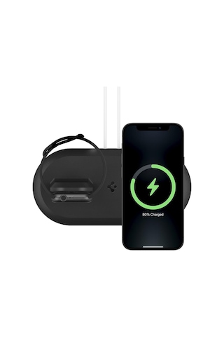 Spigen Magfit Duo 2In1 Magsafe & Apple Uyumlu iOS Watch Ile Stand Doc Black