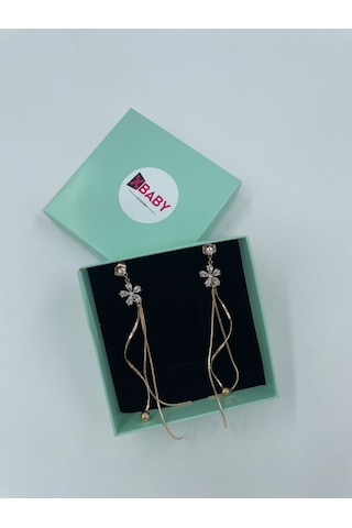 Xbaby Taşlı Papatya Rose Gold Sallanan Küpe Çok Renkli