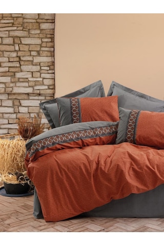 Cotton Box Folk Art Çift Kişilik Nevresim Takımı Tamaya Kiremit