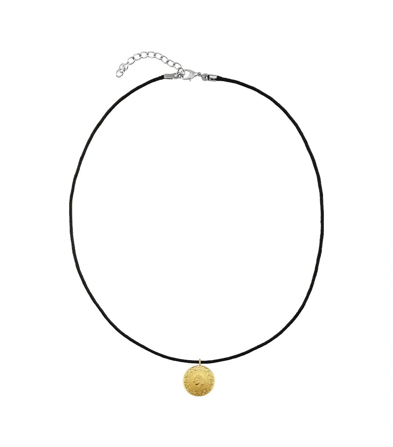 Agakulche 22 Ayar Çeyrek Altın Siyah İpli Kolye