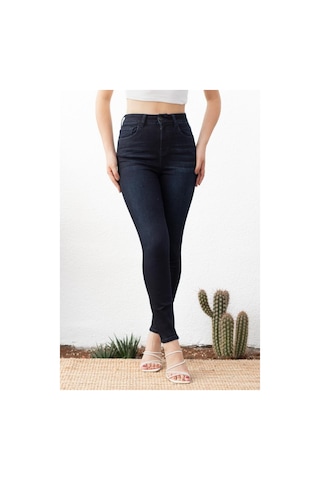 Kadın Süper Skinny Fit Esnek Likralı Yüksek Bel Denim Jean Kot Pantolon Yenijennie-blue Black-k 001
