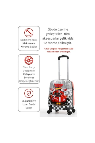 Gedox Kids Hot Wheels Lisanslı Kırmızı Erkek Çocuk Valizi Süper Hızlı Tasarım Dayanıklı Ve Hafif Kırmızı