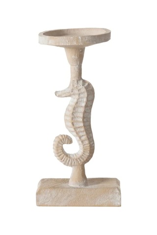 New Seahorse Denizatı Figürlü Dekoratif Mumluk Beyaz 12 10 23 Cm