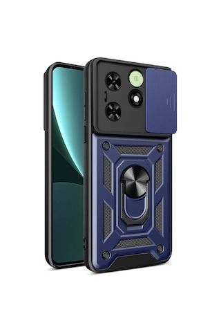 Nihcase Tecno Spark 20 Kılıf Magnetik Standlı Kamera Korumalı Slide Sürgülü Cover Kapak