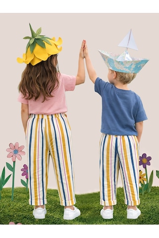 Mshb&g Çizgili Dokuma Unisex Kız Erkek Çocuk Dokuma Pantolon İlkbahar-yaz 2-8 Yaş Çok Renkli