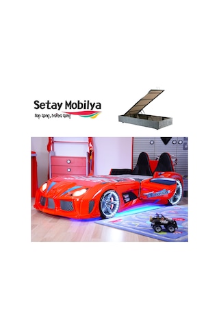 Setaymobilya Bazalı Arabalı Yatak , Audi V7 Full Led Bazalı Araba Yatak *Setay