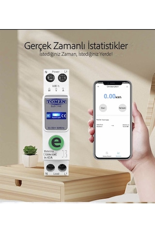 Tomzn Akıllı Voltaj Ve Akım Koruma Rölesi, Wifi Özellikli Dahili Enerji Ölçer 63a Ewelink Uyumlu