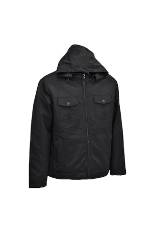 Erkek Spor Kapüşonlu Mont Bgl-st03938 Siyah