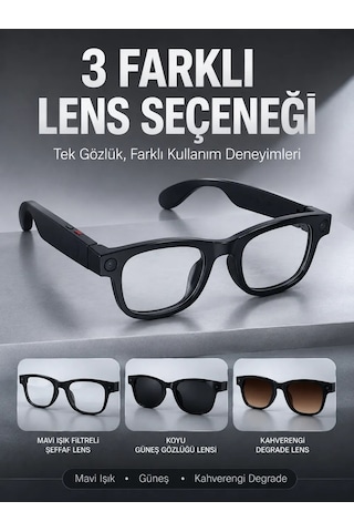 Astraltech Özellikli Siyah Aı Destekli Akıllı Gözlük 8 Mp Kamera Çoklu Dil Çeviri Fotoğraf