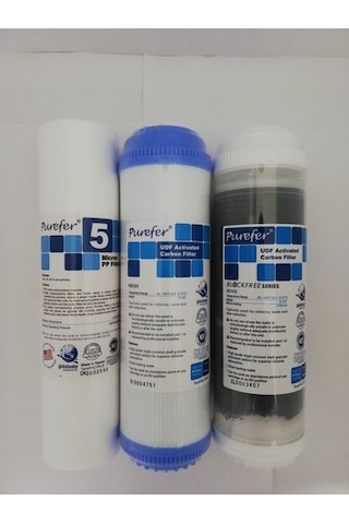 Purefer Açık Kasa Su Arıtma Cihazı Çift Carbonlu 3 Lü Set