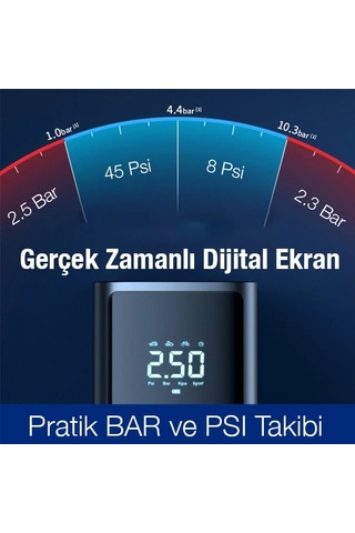 Enraco ST-9620B Dijital Led Işıklı Taşınabilir Şarjlı Araç Lastik Hava Şişirme Pompası