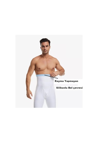 Erkek Bel Göbek Ve Kalça Toparlayıcı Erkek Yüksek Bel Korse Boxer Beyaz