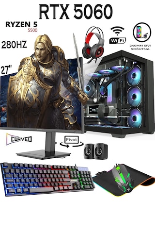 Apphirex Rebirth X56 R5-5500 32 GB 1 TB M.2 RTX5060 8 GB 27'' W10P Masaüstü Oyuncu Bilgisayarı