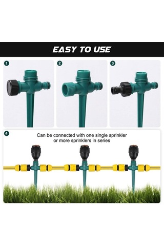 Besthome1 4 Adet Püskürtme Fıskiyesi, 360 Derece Otomatik Bahçe Sulama Sistemi Sarı