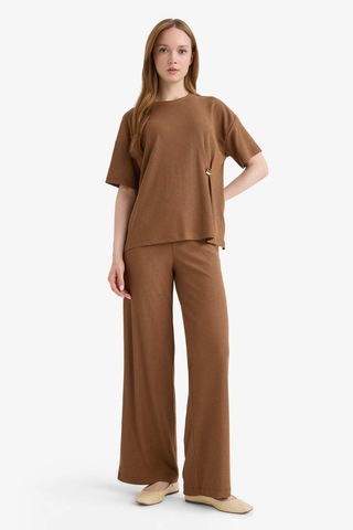 Defacto Straight Fit Bürümcük Pantolon E9890ax25aubn132 Kahve
