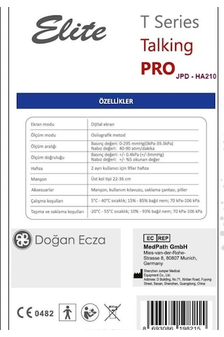 Elite T Pro Otomatik Konuşan Üst Koldan Ölçer Tansiyon Aleti