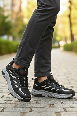 Siyah Buz Bağcıklı Kaymaz Erkek Outdoor Ayakkabı Sedona M Siyah-buz Gri