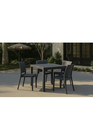 Rattan 80x80 4 Kişilik Bahçe&balkon Masa Takımı