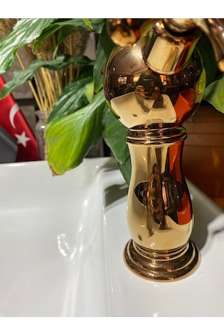 İsaoğlu Yapı Bakır Mutfak Bataryası Bronz Rustik Musluk Vintage Model Evye Musluğu Bakır
