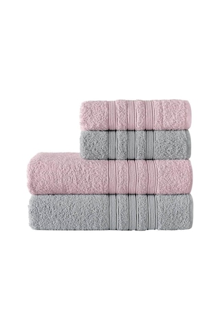 Riona Pamuklu 50x90-70x140 Cm 4'lü Banyo Havlu Seti Pembe Genel