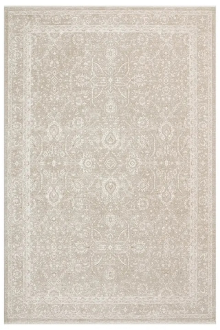 Zes Collection Modern Vintage Desenli Eskitme Dokuma Yumuşak Salon Halısı Bej - Krem