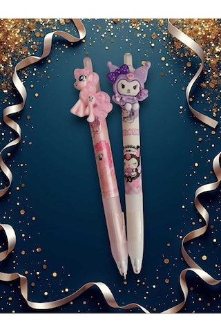 Belkıss Dönen Başlıklı Kuromi-unicorn Desenli Uçlu Kalem 0.7 Uç Hediyeli 2 Adet