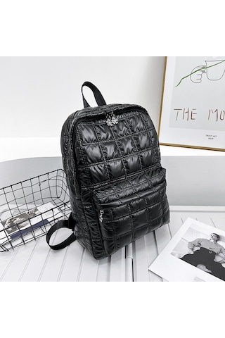 Siyah Yogodlns Kış Uzay Pamuk Sırt Çantası Kadın Büyük Kapasiteli İçin Su Geçirmez Naylon Sırt Çantası Siyah