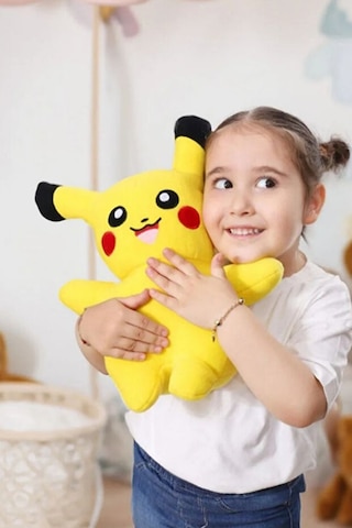 Büyük Boy Pokemon Pikachu Peluş Oyuncak Pokemon Pikaçu Oyuncak 40 Cm Açık Sarı