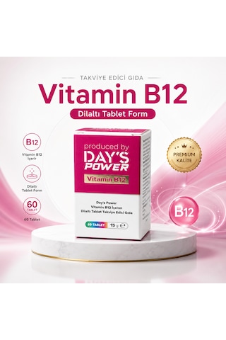 Day S Power Vitamin B12 Dilaltı Tablet 60 Tablet Takviye Edici Gıda