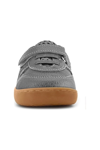 Rakerplus Bob Hakiki Deri Gri Bordo Barefoot Cırtlı Lastikli Bebek Sneaker Ayakkabı Gri