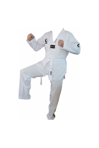 Remege Taekwondo Elbisesi - Çocuk Tekvando Elbisesi - Beyaz Yaka Dobok Beyaz