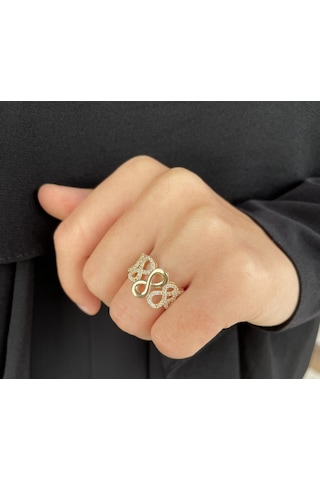 Sonsuzluk Taşlı Altın Yüzük 8 Ayar Sarı Altın