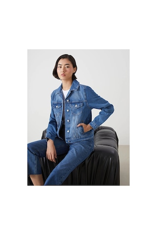 LC Waikiki Gomlek Yaka Kadin Jean Ceket Mıd Indıgo Rodeo