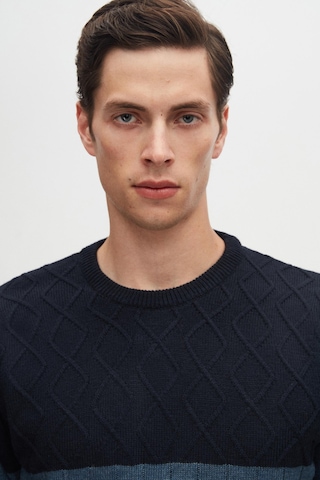 D's Damat Regular Fit Baklava Tüylenme Yapmayan Bisiklet Yaka Erkek Triko Kazak 3HC062ORTBKZK - Lacivert