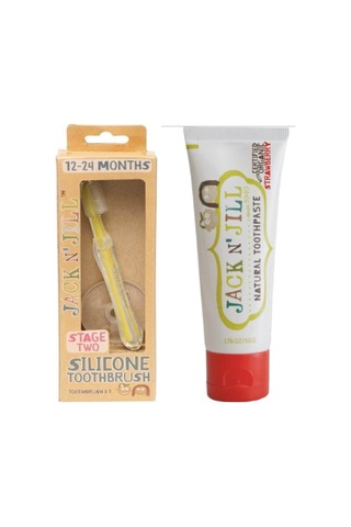Tr Jill Bebek Diş Fırçalama Seti Silikon Diş Fırçası + Çilek Aromalı Macun 50g