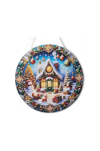 Kardan Adamlı Yeni Yıl Evi Kapı Ve Duvar Süsü 30x30