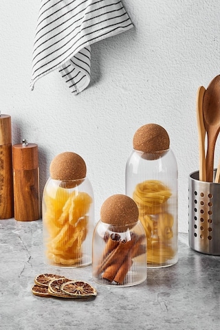 Perotti Kavanoz Seti 3 Lü Lanford 16780 Ahşap - Şeffaf