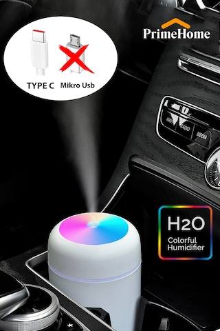 Şarjlı H2o 300 Ml Ultrasonik Hava Nemlendirici Ve Aroma Difüzörü Type C Girişli