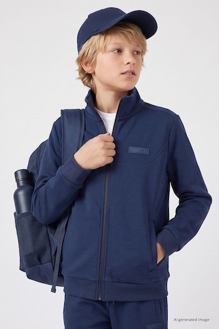 TOMMYLIFE Parlament Standart Fit Basic Dik Yaka Jogger Erkek Çocuk Eşofman Takım - 11327 Parlement Mavisi