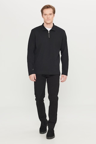 AC&Co / Altınyıldız Classics Erkek Sıyah Pamuklu Standart Fit Normal Kesim Polo Yaka Sweatshirt Siyah